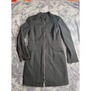 Max & Co Black Zip Front Dress Women Size 8 Peplum Tailored Designer